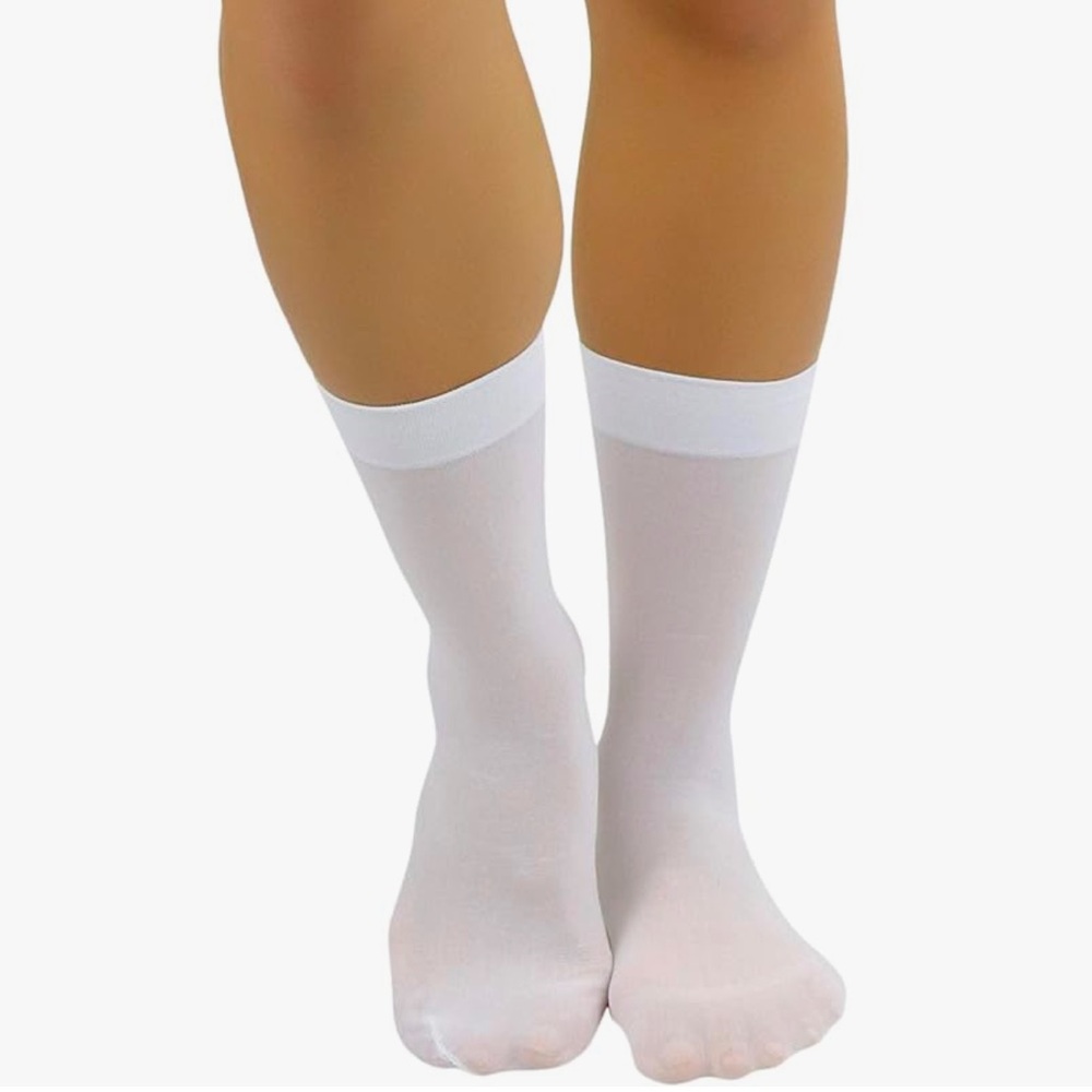 White 40D Nylon Ankle Socks Hoisery Angelina